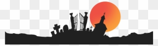 Cemetery Vector Graveyard Silhouette - Silhouette Clipart