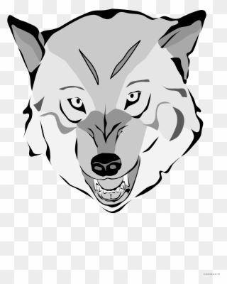 Wolf Face Animal Free Black White Clipart Images Clipartblack - Scary Wolf Shower Curtain - Png Download