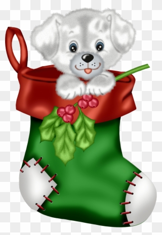 Clipart Christmas Stocking Merry Christmas And Happy - Cute Christmas Puppy Clipart - Png Download