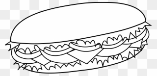 Cartoon Sub Sandwich Free Download Clip Art - Sandwich Black And White - Png Download