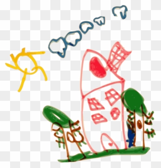 Kindergarten Drawing Of A House Clipart