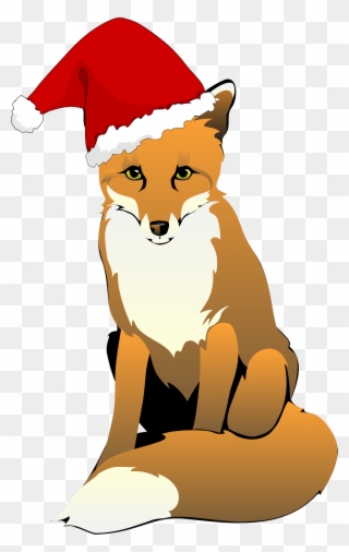 Fox Wearing Santa Hat - Fox With Christmas Hat Clipart
