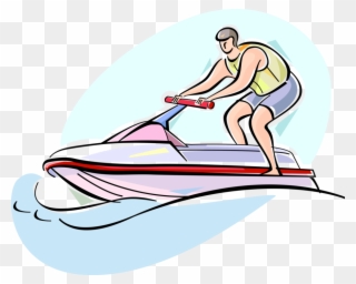 Vector Illustration Of Personal Watercraft Water Sports Clipart