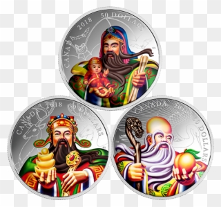 [2018 The San Xing Gods Silver 3-coin Set - San Xing Clipart
