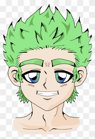 Clipart - Boy Face Anime Green - Png Download