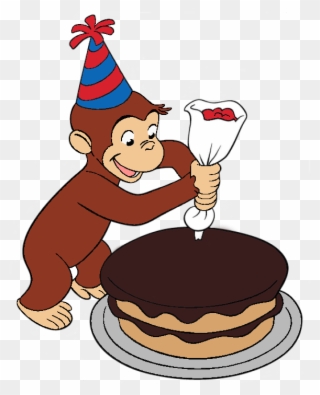Curious George Decorated A Cake - Curious George Making Cake Clipart