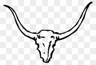 Cowboy Hat Clipart - Bull Head Clipart Black And White - Png Download