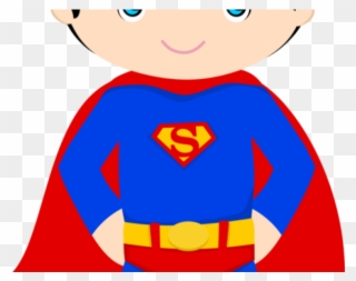 Little Boy Clipart Super Hero - Superman Kids Cartoon - Png Download