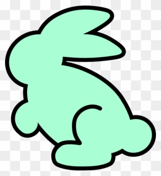 Soft Sea Green Bunny Clip Art At Clker - Black And White Rabbit Outline - Png Download