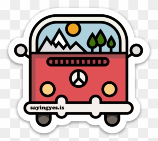 Mountains Vw Bus Sticker Clipart