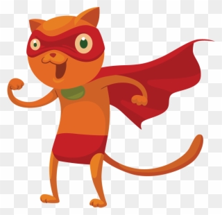 Cat Clipart Superhero - Superhero Cat Cartoon - Png Download
