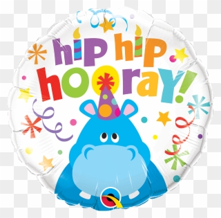 Hip Hip Hooray Hippo Balloon - 'hip Hip Hooray' Hippo Foil Balloon Clipart