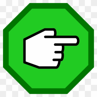 Right-pointing Hand In Green Octagon - Png Start Clipart