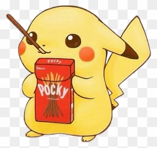 💖not My Art💖 Pikachu Is Eating Pocky Kawaii Pikachu - Kawaii Pikachu Clipart