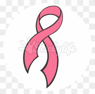 Breast Cancer Ribbon Temporary Tattoo - Circle Clipart