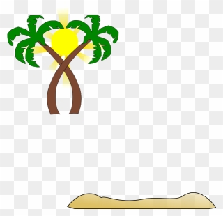 Double Palm Beach Clip Art At Clker - Tree - Png Download