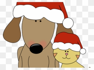 Dog Cat Clipart - Clip Art Dog Santa Hat - Png Download