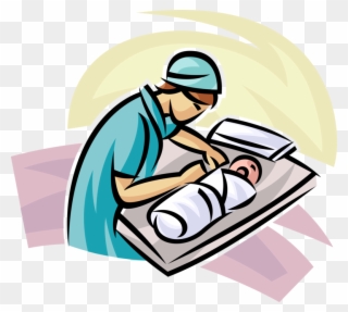 Nurse Wraps Newborn Baby Image Freeuse - Vector Graphics Clipart