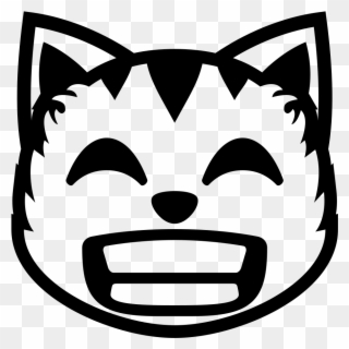 Open - Cat Emoji Black And White Clipart