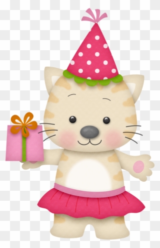 Girl Cat1 - Birthday Cat Clip Art - Png Download