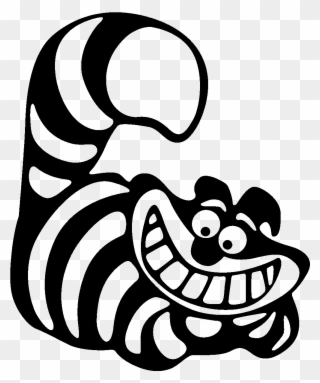 Cheshire Cat Black And White Clipart Alice In Wonderland - Cat From Alice In Wonderland Clipart - Png Download