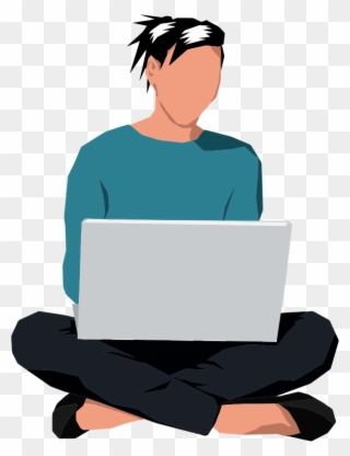 Laptop Manspreading Sitting Can Stock Photo - Person Behind Laptop Clipart - Png Download