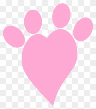 Heart Paw Cliparts - Pink Heart Paw Print - Png Download
