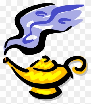 Vector Illustration Of Aladdin's Lamp Conjures Up Ghost - Clip Art - Png Download