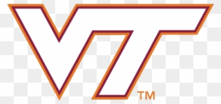 Athletics Vt Logo White With Orange-maroon Outline - Virginia Tech Outline Logo Clipart
