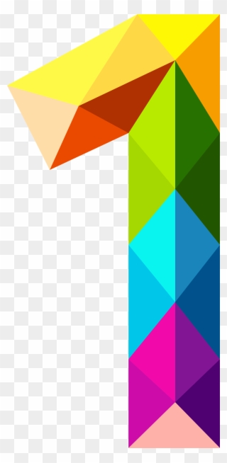 Colourful Triangles Number One Png Clipart Image - Colourful Triangles Number 1 Transparent Png