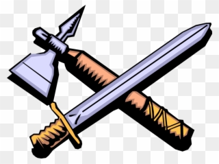 Vector Illustration Of Middle Ages Medieval Sword And - Cartoon Weapons Clipart