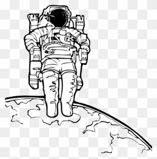 Image Transparent Stock Science Outline Moon Astronaut - Astronaut Black And White Clipart