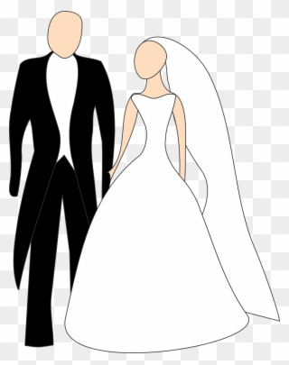 Wedding, Bride Broom Wedding Dress Smoking Marriage - Bride & Groom Clipart Free - Png Download