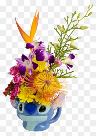 S Stitch Flower Mug Designed By Award Winning - Lilo And Stitch Floral Arrangement Clipart