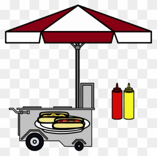 Hotdog Cart,ketchup And Mustard By - Hot Dog Stand Transparent Clipart
