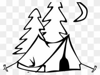 Camp Clipart Outline - Tent Clip Art Black And White - Png Download