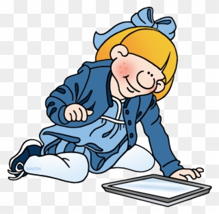 Young Girl With Tablet - Internet Clipart