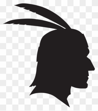 Silhouette Of Native American Head With Feathers - Indian Silhouette Clip Art - Png Download