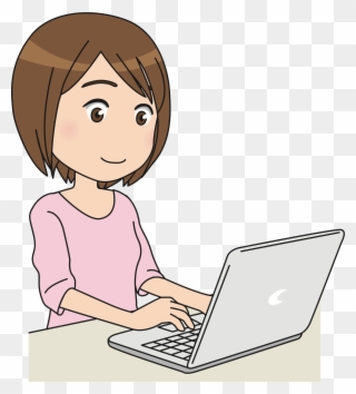 Clip Art Details - Clip Art Girl With Computer - Png Download