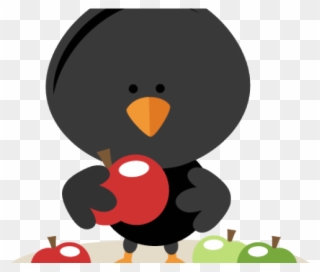Crow Clipart Cute Baby - Prim Crow On Apple Clipart - Png Download