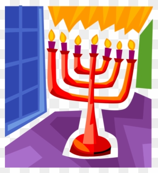 Menorah With Candles Vector - Hanukkah Clipart