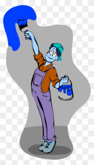 Man Painting The Holding A Bucket And A Paintbrush - Man Painting Wall Clipart - Png Download