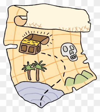 Vector Illustration Of Pirate Treasure Map Shows Location - Treasure Hunt Clipart - Png Download
