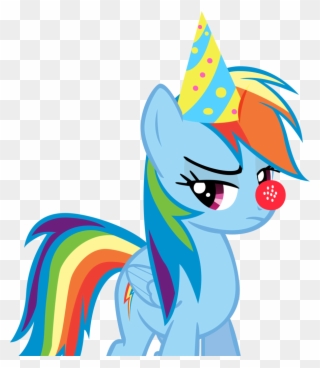 Clown Clipart Rainbow - Rainbow Dash With A Party Hat - Png Download