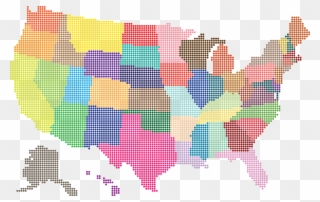 Free Clipart Of A Colorful American Map - Most Popular Color By State - Png Download