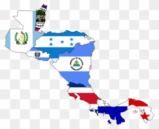 Map Flag Clipart Music - Central America Map With Flags - Png Download