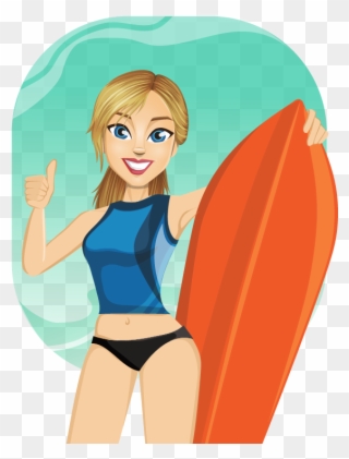 Transparent Surfer Cilpart Winsome To Use Public Domain - Girl Surfer Clip Art - Png Download