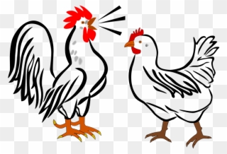 Making Money At A Poultry Farm - Hen And Rooster Cartoon Clipart