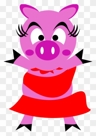 Similar Clip Art - Cartoon Girl Pig - Png Download
