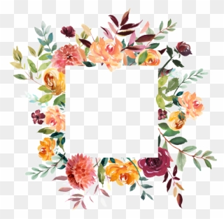 Watercolor Flower - Square Wedding Invite Floral Clipart